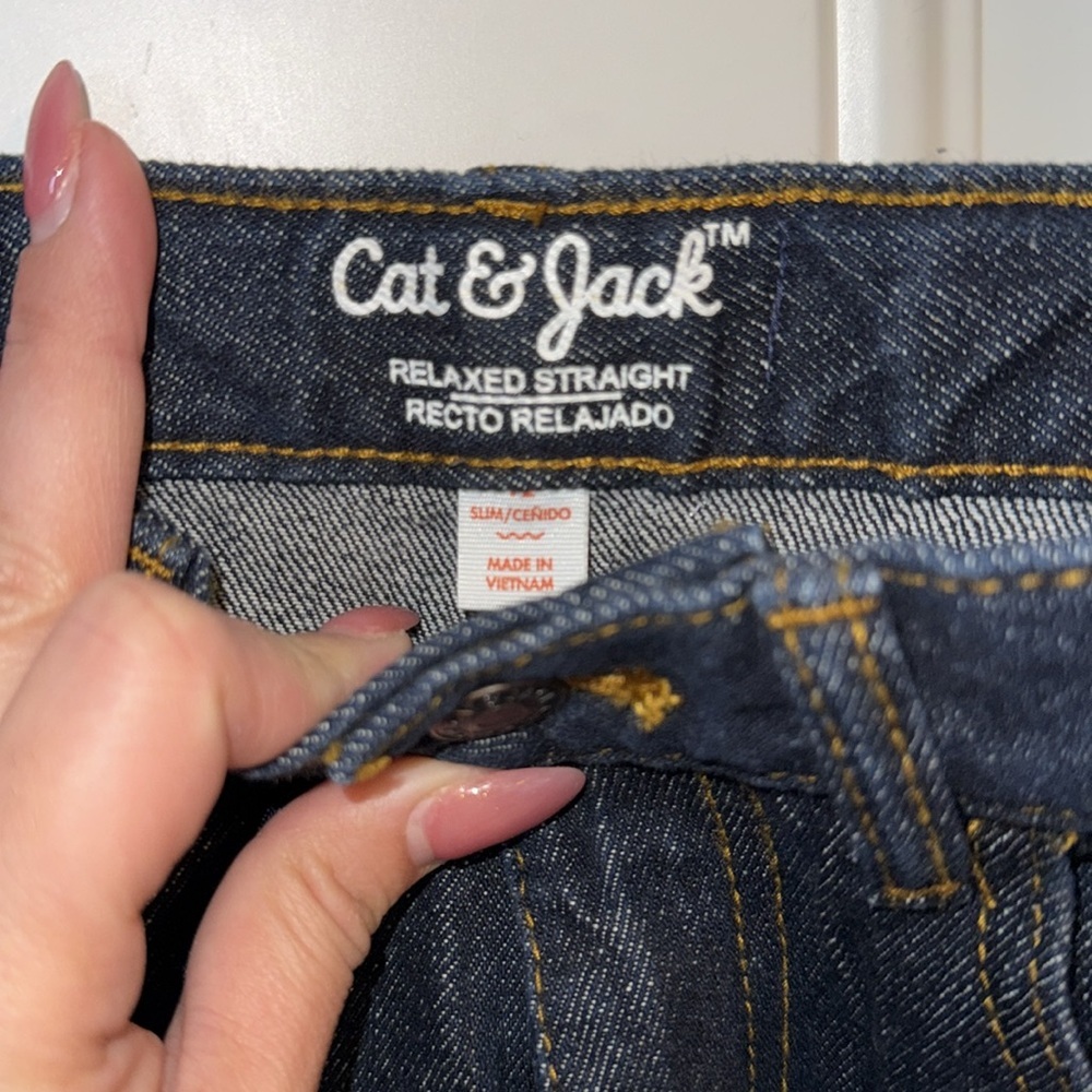 Cat & Jack- NWT High Rise Relaxed Straight Leg Jeans Boys size 12 - Picture 5 of 8